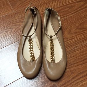 J.Crew chain tan leather ballet flats womens 7.5